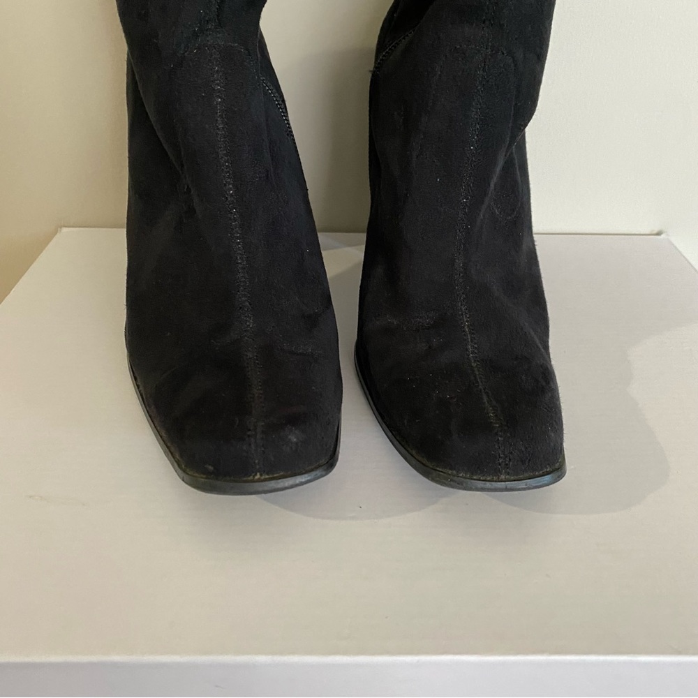 Candies Below the Knee Faux Suede Black Heeled Boots Size 8M - Picture 6 of 12